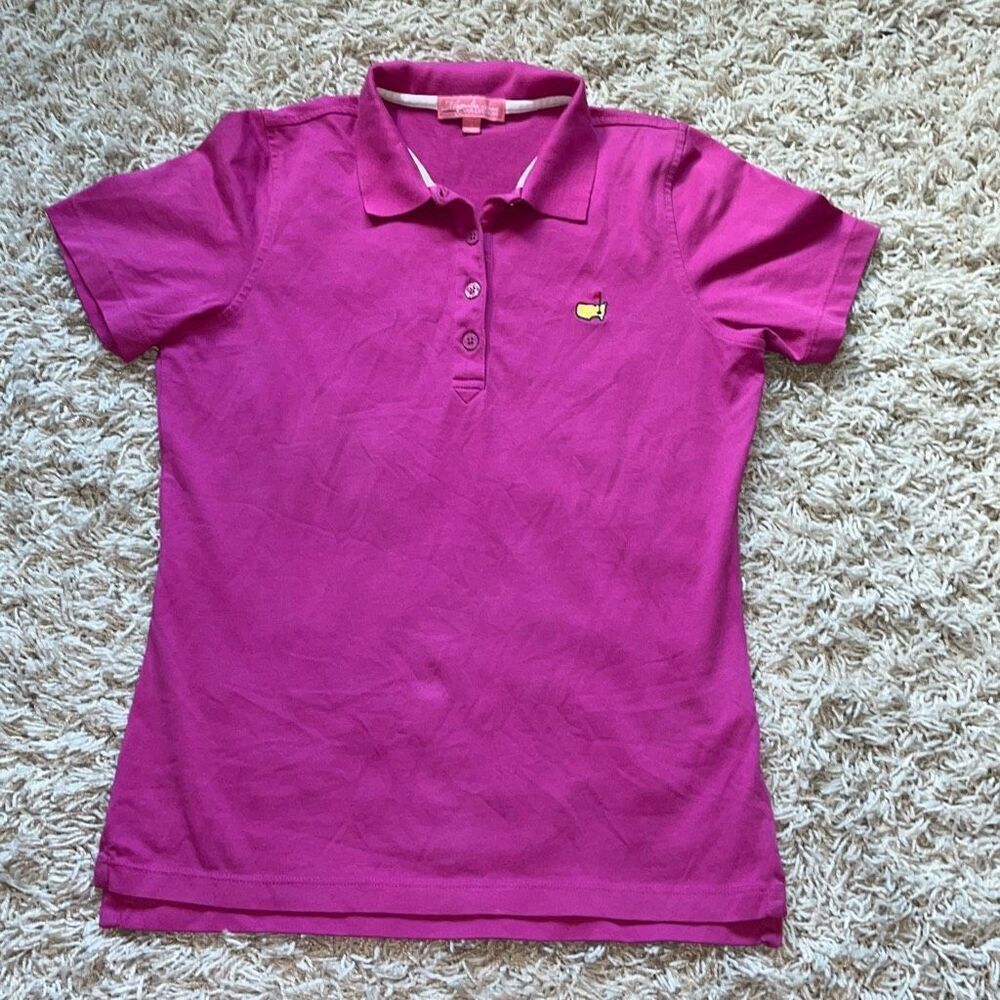 Women’s Magnolia Lane Masters Pink Pima Cotton Blend Short Sleeve Polo Shirt Sma